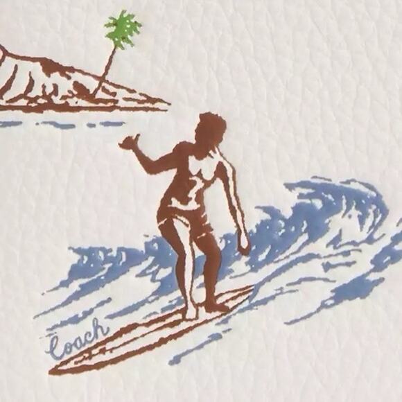 NWT Coach Leather ID Card Wallet Surf Print CBJ94 Chalk Multi - Picture 6 of 6